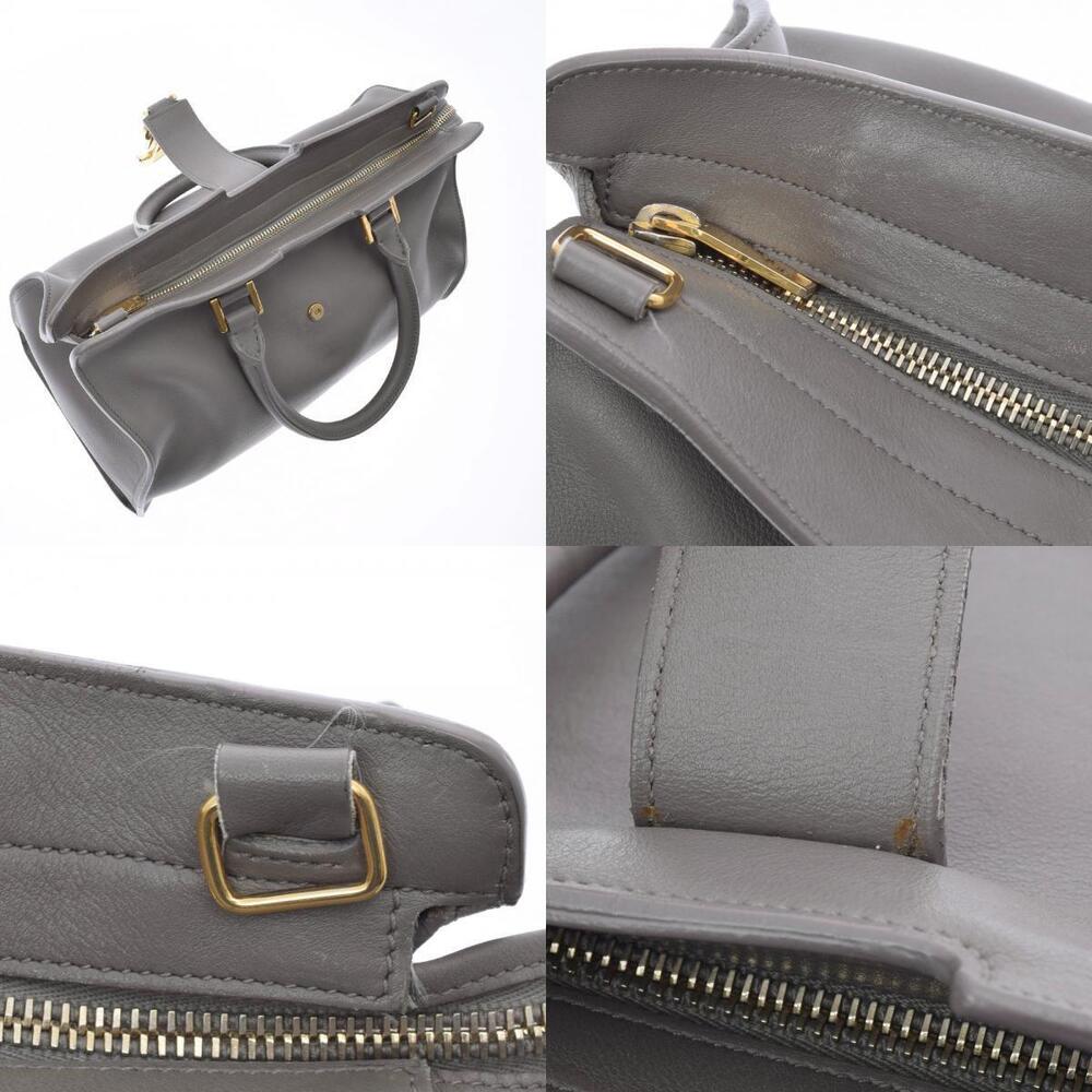 SAINT LAURENT Cabas Shoulder Bag Gray Calfskin Handbag - Picture 10 of 11